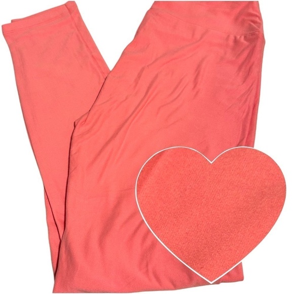 NWOT LulaRoe OS Soft Leggings One Size 2-10 Small-Large Solid Color Salmon Pink - Picture 3 of 10